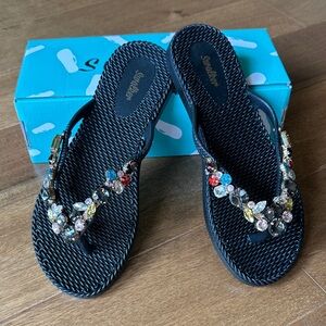 Black Beaded Women's Sandals